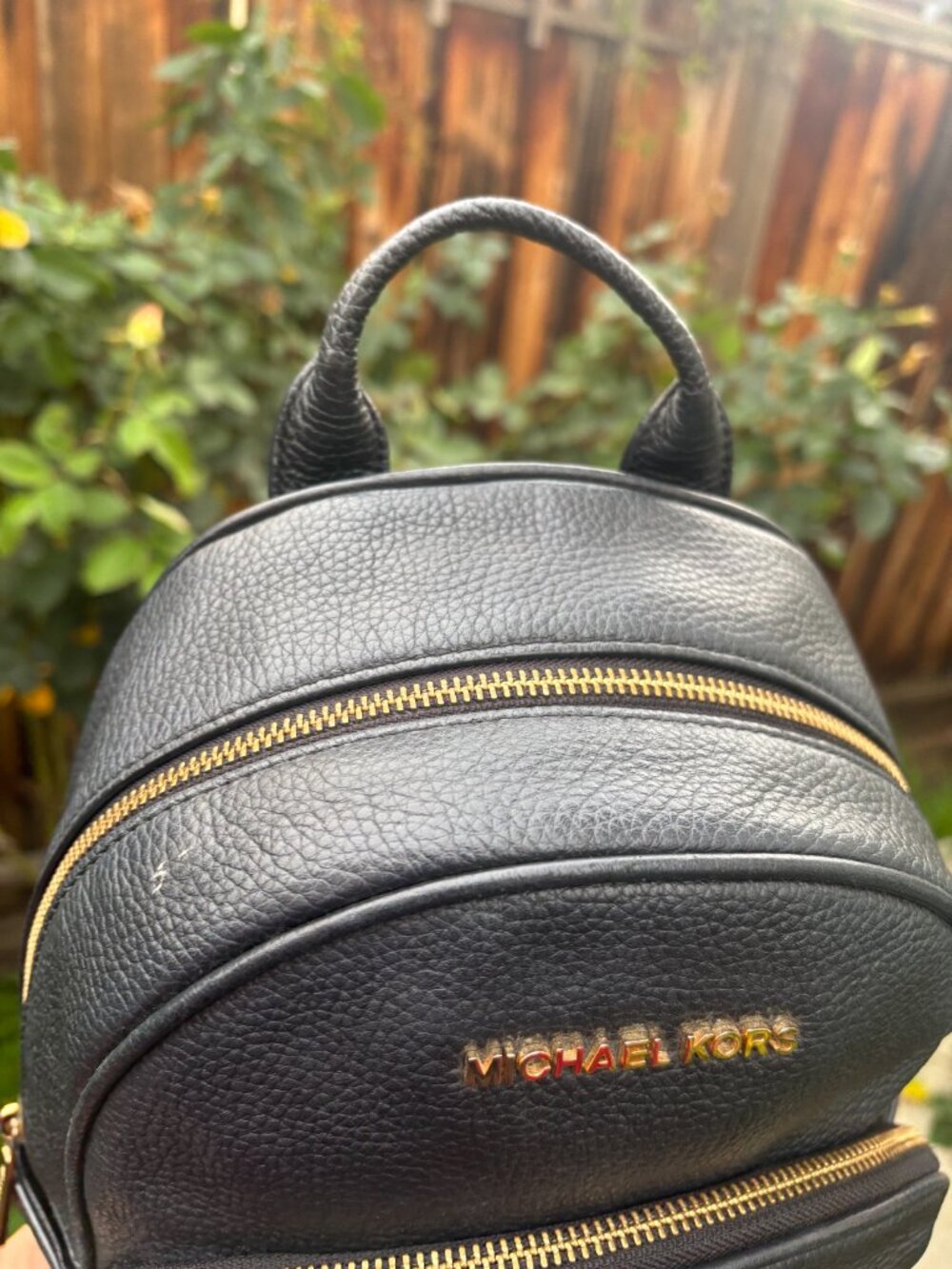 Authentic Michael kors black leather backpack purse - Picture 3 of 9